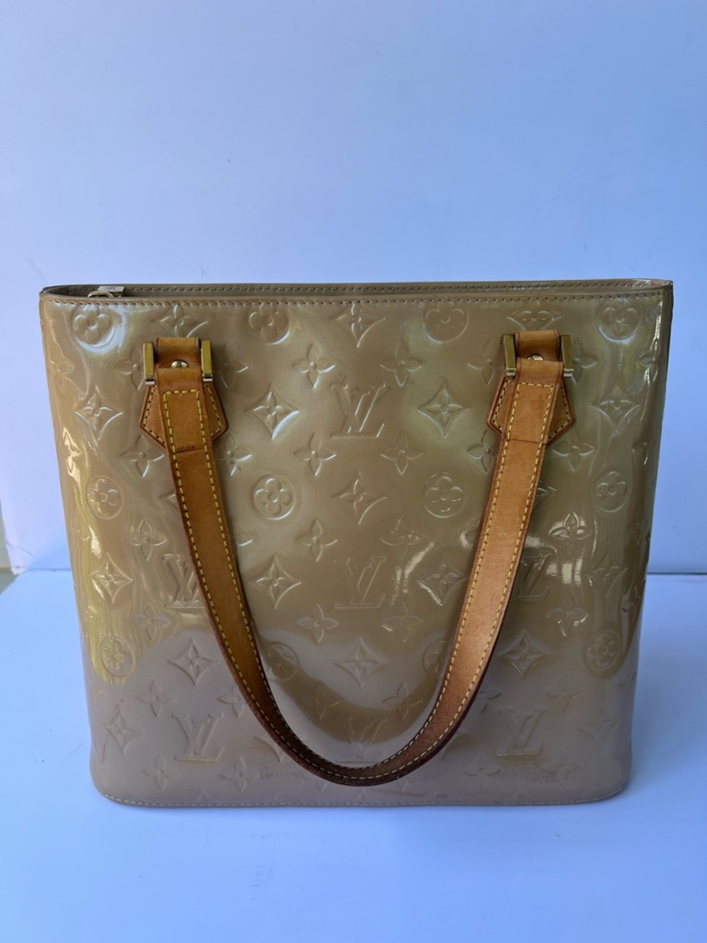 Louis Vuitton Vernis Tote Bag Beige Patent Leather Shoulder Bag Authentic - Picture 2 of 12